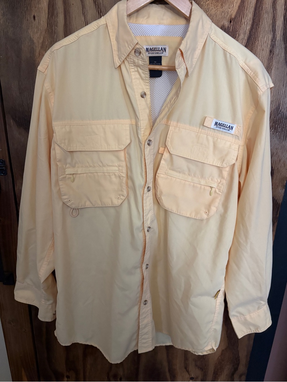 Magellan Outdoors Pale Yellow Long-Sleeve Button-Front Fishing Shirt